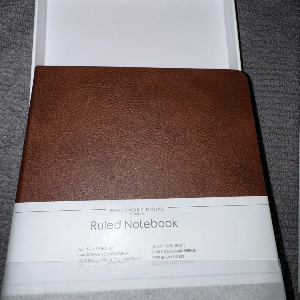 Beechmore Books London Brown Premium Leather Ruled Notebook Journal New